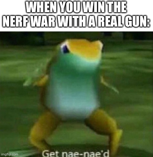 bOnK | WHEN YOU WIN THE NERF WAR WITH A REAL GUN: | image tagged in get nae-nae'd,memes,nerf | made w/ Imgflip meme maker