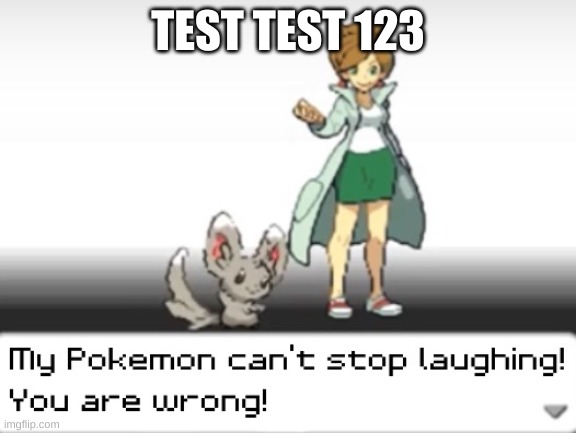 My Pokemon can't stop laughing! You are wrong! | TEST TEST 123 | image tagged in my pokemon can't stop laughing you are wrong | made w/ Imgflip meme maker