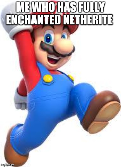 mario | ME WHO HAS FULLY ENCHANTED NETHERITE | image tagged in mario | made w/ Imgflip meme maker