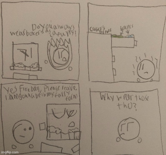 A comic featuring Fireball and Cuber | image tagged in cuber,fireball,ocs,comic | made w/ Imgflip meme maker