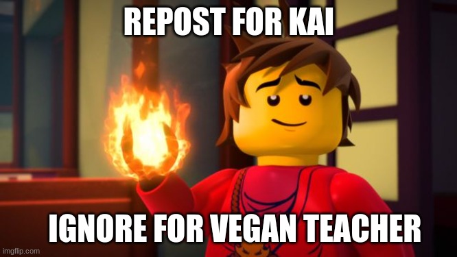 ninjago Kai the Show off | REPOST FOR KAI; IGNORE FOR VEGAN TEACHER | image tagged in ninjago kai the show off | made w/ Imgflip meme maker