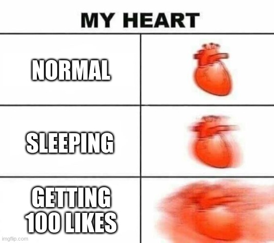 thx guys | NORMAL; SLEEPING; GETTING 100 LIKES | image tagged in my heart blank | made w/ Imgflip meme maker