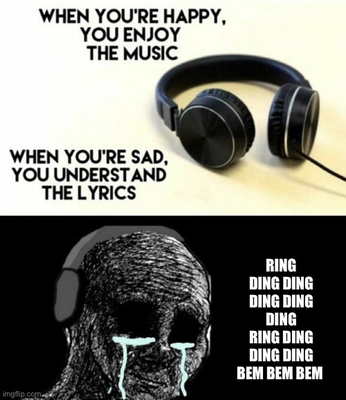 My ears have never been blessed with this wonderful music until now! | RING DING DING DING DING DING
RING DING DING DING BEM BEM BEM | image tagged in when you re happy you enjoy the music,crazy,frog,music meme,pain | made w/ Imgflip meme maker