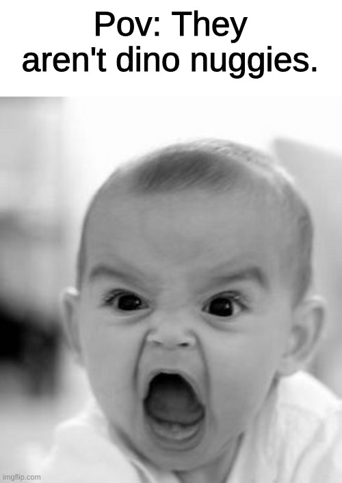 Angry Baby Meme | Pov: They aren't dino nuggies. | image tagged in memes,angry baby | made w/ Imgflip meme maker