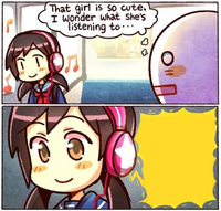 Cute Girl Listen To Music Blank Meme Template