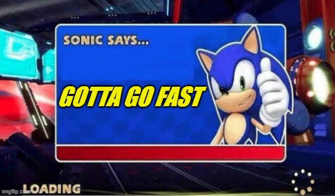 Sonic Sega All Star Racing | GOTTA GO FAST | image tagged in sonic says | made w/ Imgflip meme maker