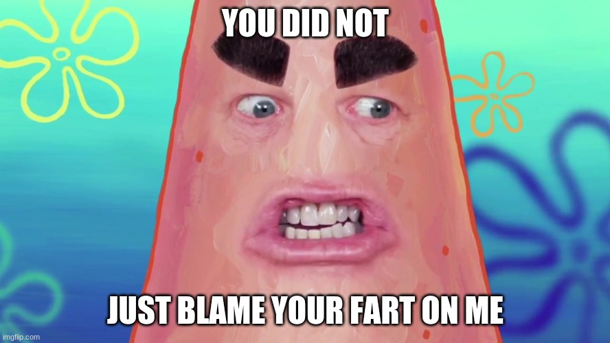 things are gonna get crazy patrick | YOU DID NOT; JUST BLAME YOUR FART ON ME | image tagged in things are gonna get crazy patrick | made w/ Imgflip meme maker