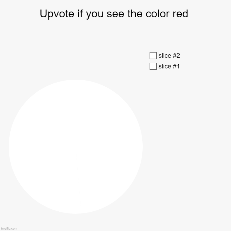 Look | Upvote if you see the color red | | image tagged in charts,pie charts | made w/ Imgflip chart maker