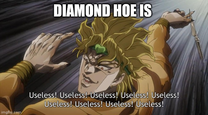 True | DIAMOND HOE IS | image tagged in useless | made w/ Imgflip meme maker