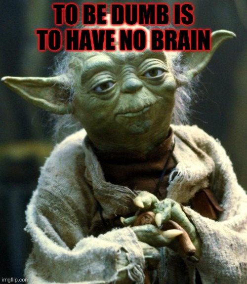 Star Wars Yoda | TO BE DUMB IS TO HAVE NO BRAIN | image tagged in memes,star wars yoda | made w/ Imgflip meme maker