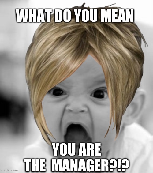 WHAT DO YOU MEAN; YOU ARE THE  MANAGER?!? | image tagged in angry baby | made w/ Imgflip meme maker