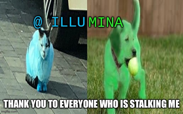 I appreciate it :) | THANK YOU TO EVERYONE WHO IS STALKING ME | image tagged in illumina new temp | made w/ Imgflip meme maker