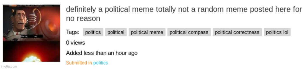 posting random stuff in the politics stream go brrrr | made w/ Imgflip meme maker