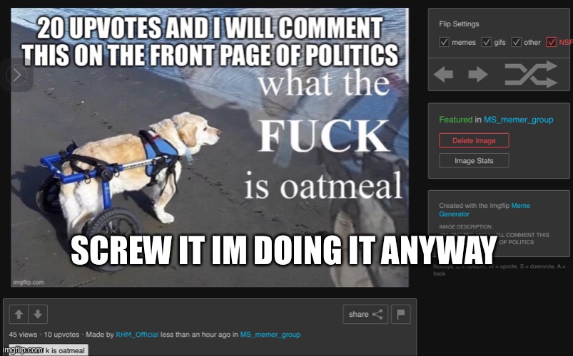 SCREW IT IM DOING IT ANYWAY | made w/ Imgflip meme maker