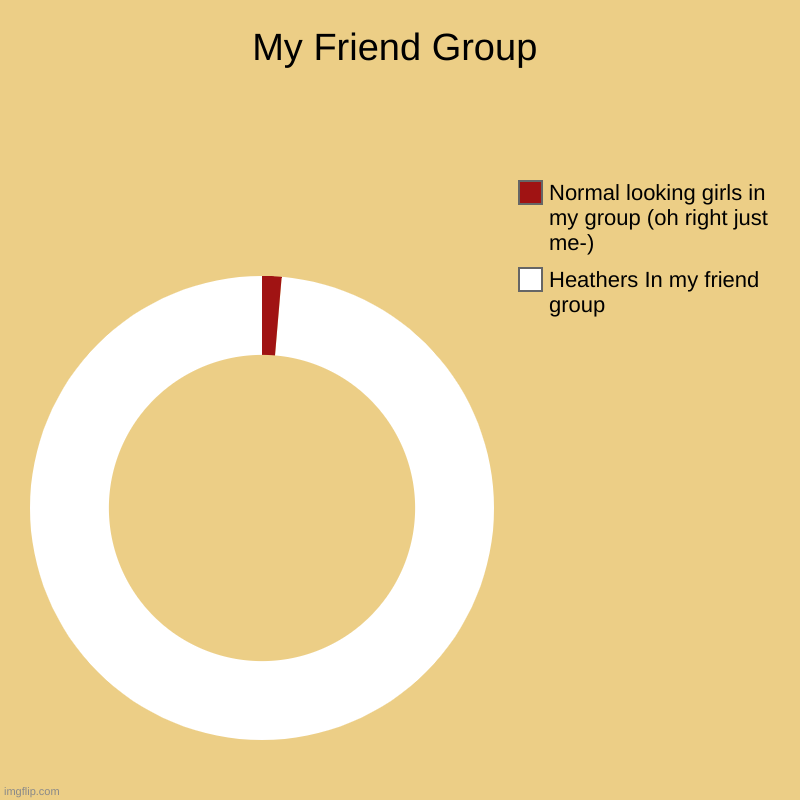 My Friend Group | Heathers In my friend group, Normal looking girls in my group (oh right just me-) | image tagged in charts,donut charts | made w/ Imgflip chart maker