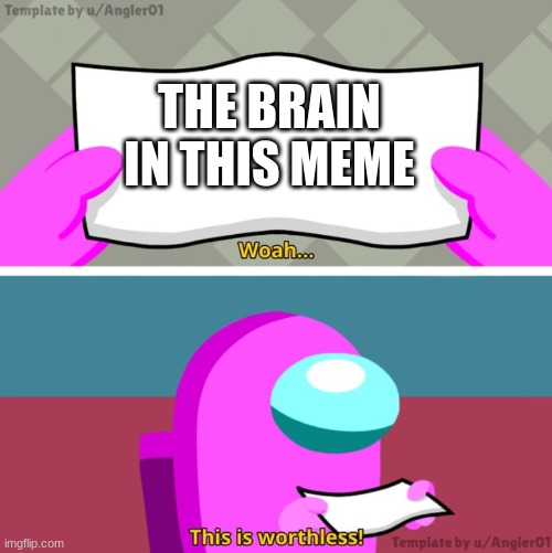 Among us woah this is worthless! | THE BRAIN IN THIS MEME | image tagged in among us woah this is worthless | made w/ Imgflip meme maker