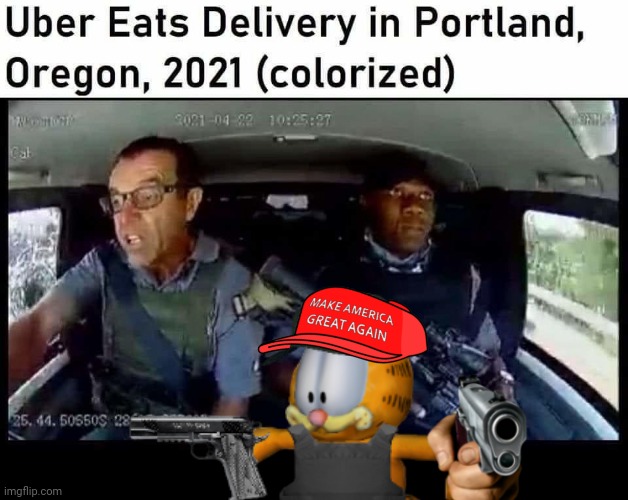Rollin heavy with Garfield | image tagged in the police | made w/ Imgflip meme maker