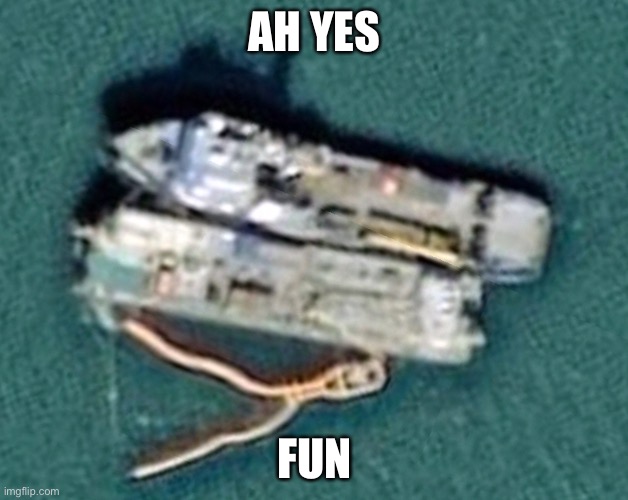 OiL sPiLl CaUgHt On GoOgLe SaTiLiTe | AH YES; FUN | image tagged in oil,spilled,boats | made w/ Imgflip meme maker