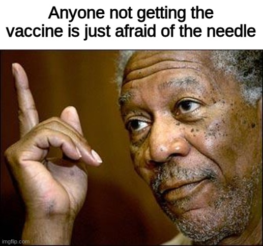 Can't wait for the warzone in the comments XD | Anyone not getting the vaccine is just afraid of the needle | image tagged in this morgan freeman | made w/ Imgflip meme maker
