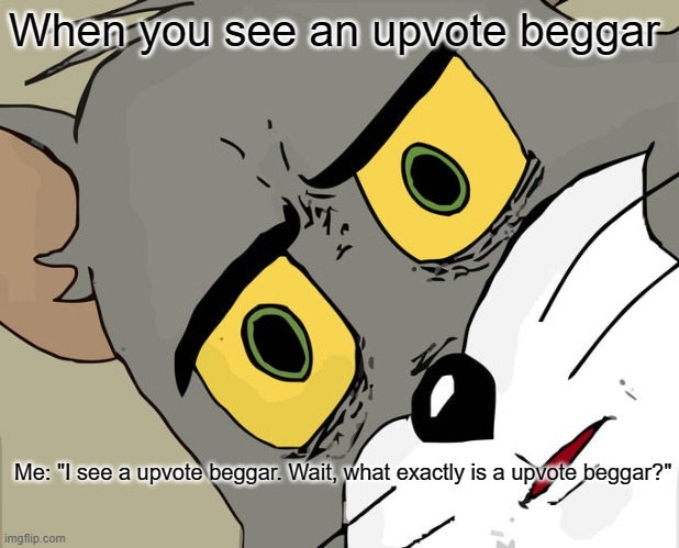 Unsettled Tom Meme | When you see an upvote beggar; Me: "I see a upvote beggar. Wait, what exactly is a upvote beggar?" | image tagged in memes,unsettled tom | made w/ Imgflip meme maker