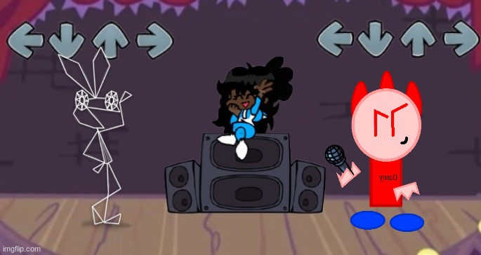 Danny vs.. Vibri? | image tagged in blank ms night funkin battle improved | made w/ Imgflip meme maker