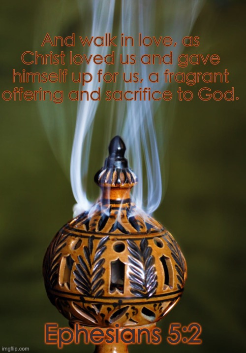 HEAVENLY SCENT | And walk in love, as Christ loved us and gave himself up for us, a fragrant offering and sacrifice to God. Ephesians 5:2 | image tagged in sweet aroma | made w/ Imgflip meme maker