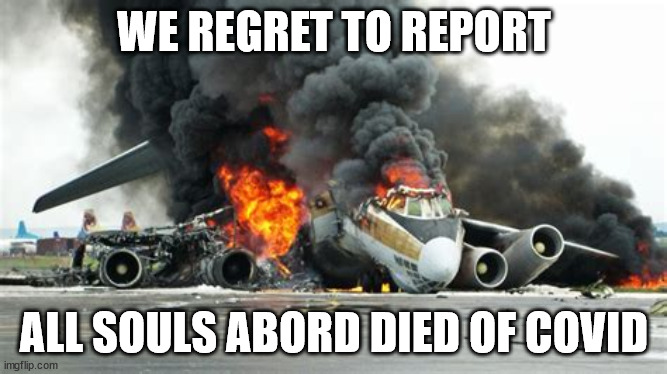 Covid Plane | WE REGRET TO REPORT; ALL SOULS ABORD DIED OF COVID | image tagged in covid count,plane crash,coid plane | made w/ Imgflip meme maker