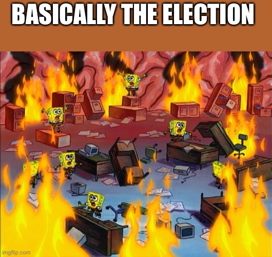 spongebob fire | BASICALLY THE ELECTION | image tagged in spongebob fire | made w/ Imgflip meme maker