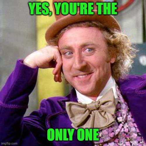 Willy Wonka Blank | YES, YOU'RE THE ONLY ONE | image tagged in willy wonka blank | made w/ Imgflip meme maker