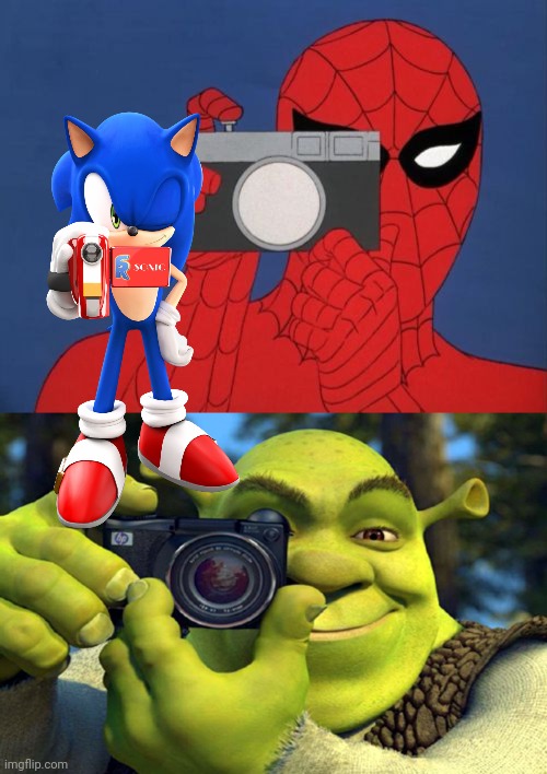image tagged in memes,spiderman camera,shrek camera | made w/ Imgflip meme maker