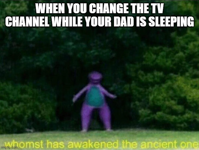 WHEN YOU CHANGE THE TV CHANNEL WHILE YOUR DAD IS SLEEPING | made w/ Imgflip meme maker