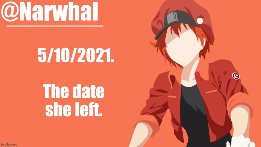 Don't forget it |  5/10/2021. The date she left. | image tagged in narwhal announcement temp | made w/ Imgflip meme maker