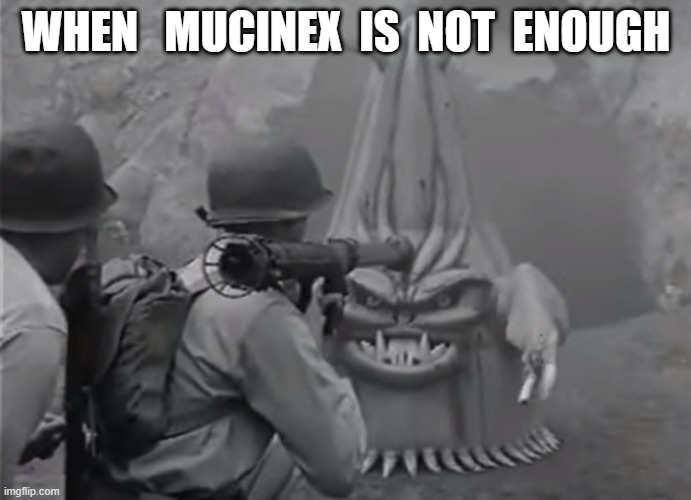 Mucinex | WHEN   MUCINEX  IS  NOT  ENOUGH | image tagged in funny food | made w/ Imgflip meme maker