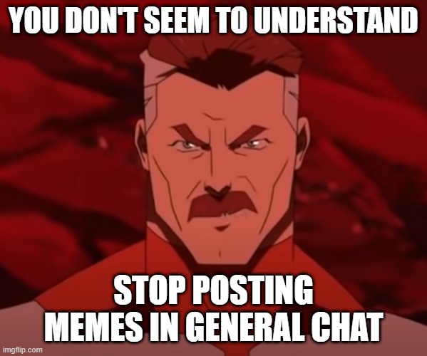 Discord in a nutshell | YOU DON'T SEEM TO UNDERSTAND; STOP POSTING MEMES IN GENERAL CHAT | image tagged in you don't see to understand | made w/ Imgflip meme maker