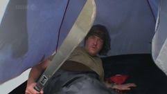 High Quality James May holding a machete Blank Meme Template