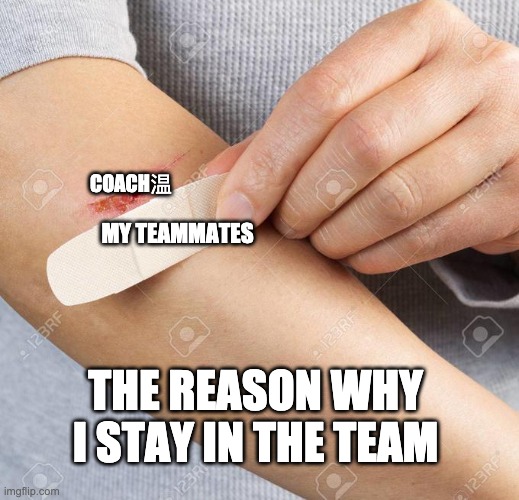 Band Aid | COACH温; MY TEAMMATES; THE REASON WHY I STAY IN THE TEAM | image tagged in band aid | made w/ Imgflip meme maker