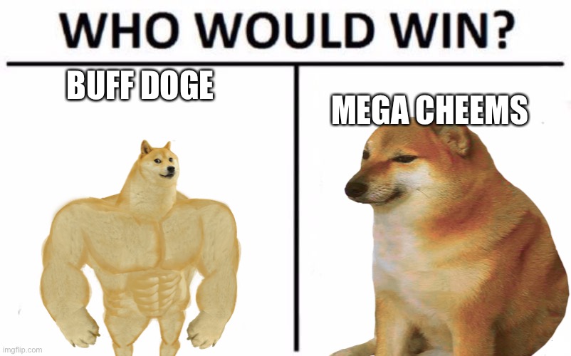 Battle | BUFF DOGE; MEGA CHEEMS | image tagged in memes,funny | made w/ Imgflip meme maker