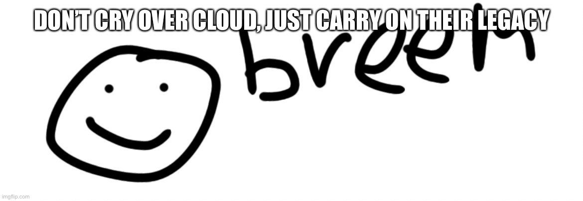 Breem | DON’T CRY OVER CLOUD, JUST CARRY ON THEIR LEGACY | image tagged in breem | made w/ Imgflip meme maker