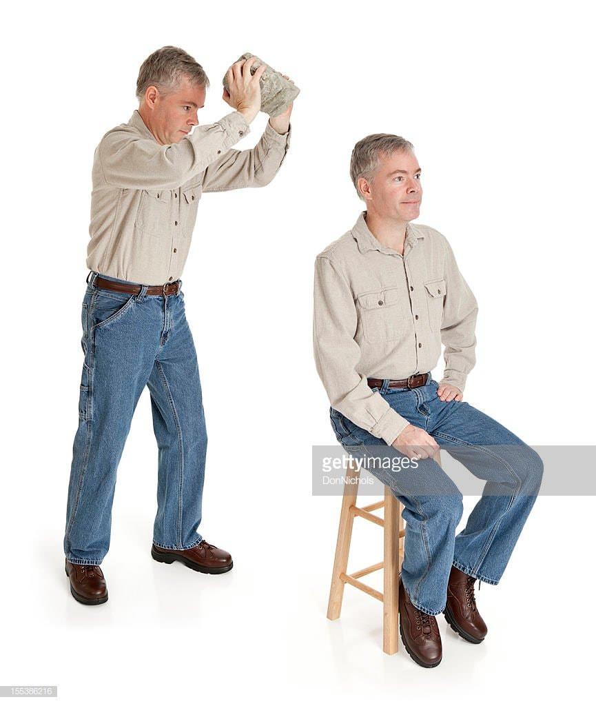 High Quality man sitting man hit by rock Blank Meme Template