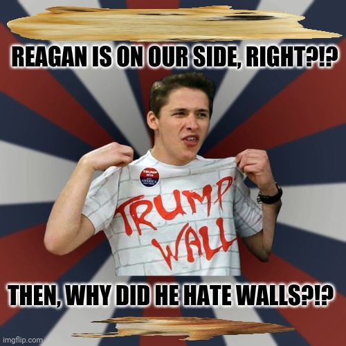 Deplorable Dave | REAGAN IS ON OUR SIDE, RIGHT?!? THEN, WHY DID HE HATE WALLS?!? | image tagged in memes,basket of deplorables,trump | made w/ Imgflip meme maker