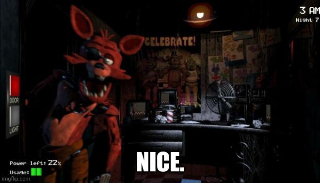 Foxy Five Nights at Freddy's | NICE. | image tagged in foxy five nights at freddy's | made w/ Imgflip meme maker