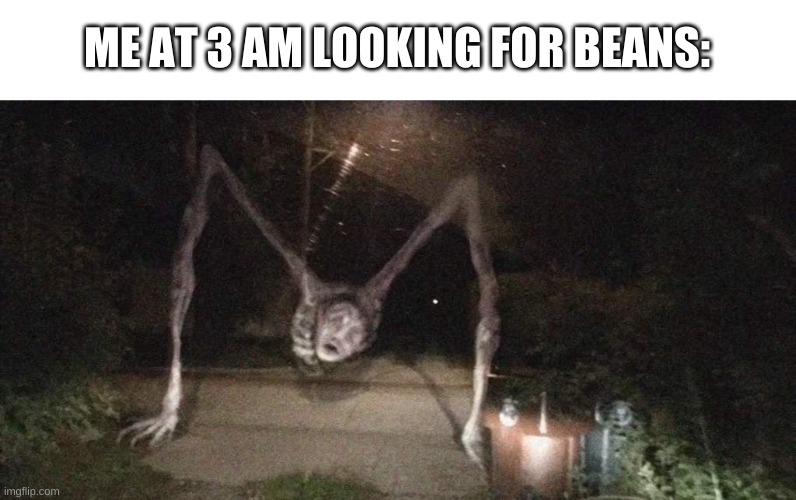 :) | ME AT 3 AM LOOKING FOR BEANS: | image tagged in memes,beans | made w/ Imgflip meme maker