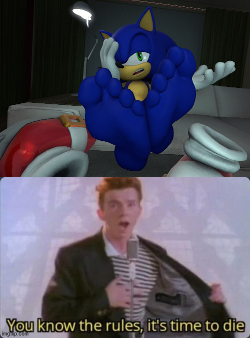 image tagged in sonic barefoot,you know the rules it's time to die | made w/ Imgflip meme maker