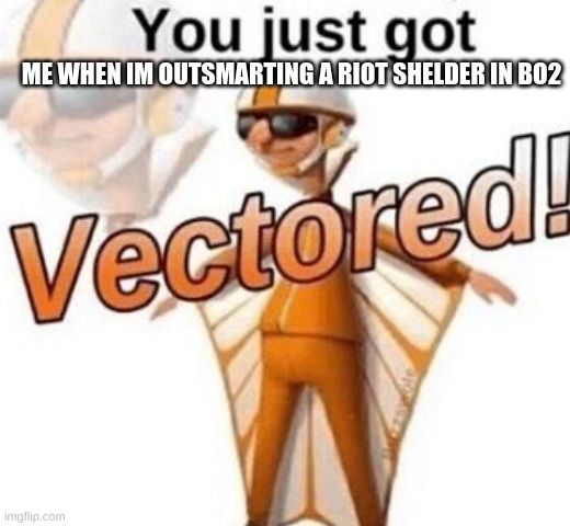You just got vectored | ME WHEN IM OUTSMARTING A RIOT SHELDER IN BO2 | image tagged in you just got vectored | made w/ Imgflip meme maker