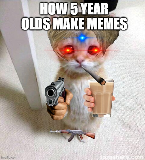 Cute Cat Meme | HOW 5 YEAR OLDS MAKE MEMES | image tagged in memes,cute cat | made w/ Imgflip meme maker