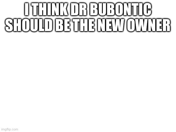 Blank White Template | I THINK DR BUBONTIC SHOULD BE THE NEW OWNER | image tagged in blank white template | made w/ Imgflip meme maker