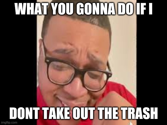 trarags | WHAT YOU GONNA DO IF I; DONT TAKE OUT THE TRASH | image tagged in meme man | made w/ Imgflip meme maker