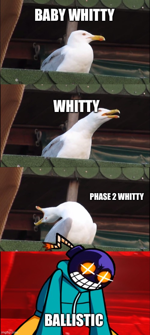 Whitty | BABY WHITTY; WHITTY; PHASE 2 WHITTY; BALLISTIC | image tagged in lol | made w/ Imgflip meme maker