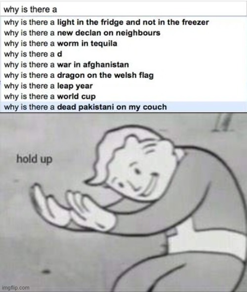 Why is the FBI here | image tagged in fallout hold up,meme,google,google search,good question,pakistan | made w/ Imgflip meme maker