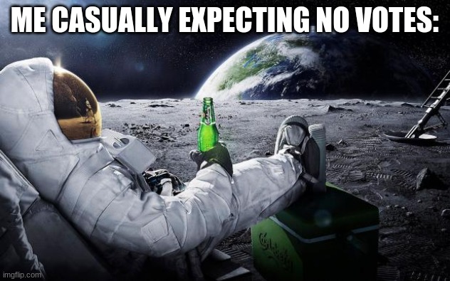 Chillin' Astronaut | ME CASUALLY EXPECTING NO VOTES: | image tagged in chillin' astronaut | made w/ Imgflip meme maker